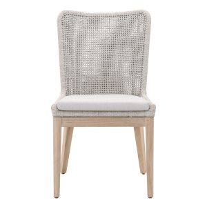 Mesh Dining Chair, Taupe and White