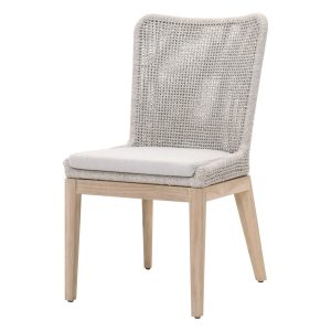 Mesh Dining Chair, Taupe and White