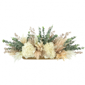 Hydrangeas, Pampas in a Wooden Bowl