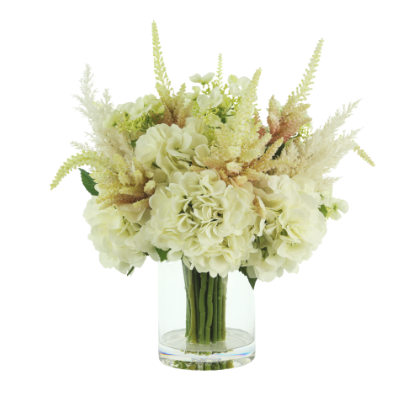 Pampas Grass, White Hydrangea In Vase