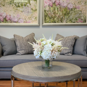 Pampas Grass, White Hydrangea In Vase