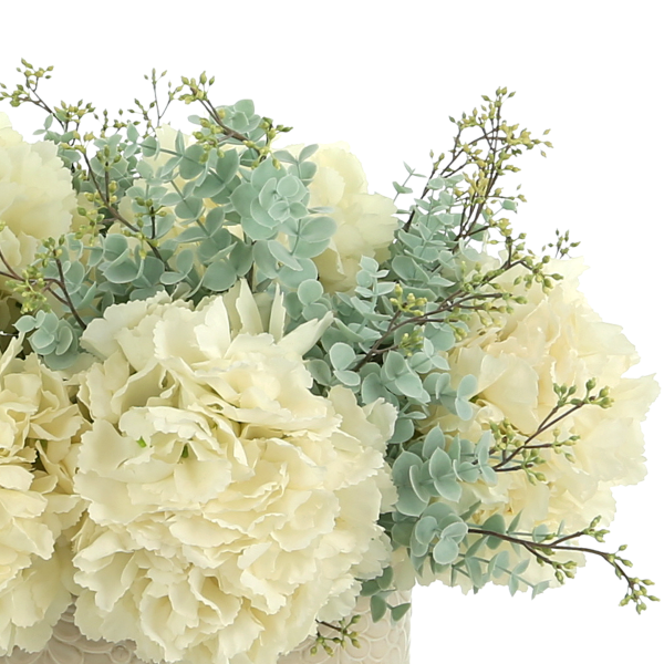 Hydrangea And Eucalyptus In Vase