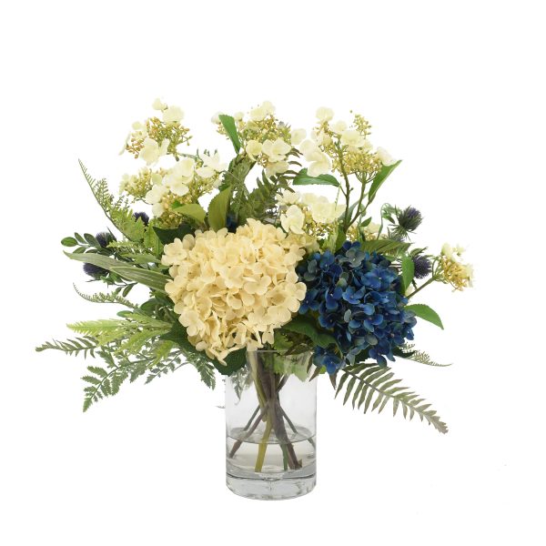 Hydrangeas, White Viburnum, Thistle & Fern