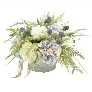 Hydrangea, Ferns in a Crystal Bowl