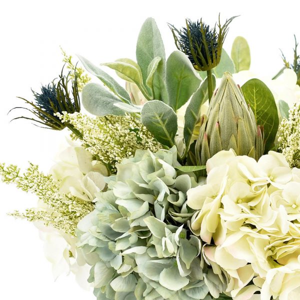 Assorted hydrangea, lamb's ear and protea