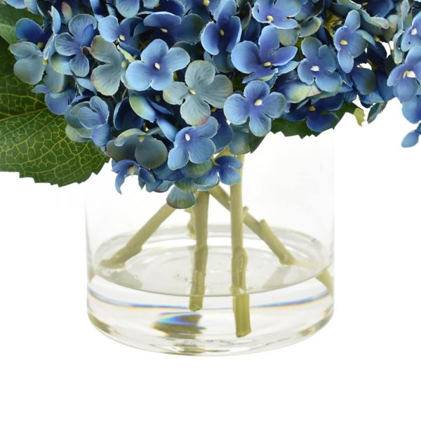 Dark blue hydrangea in vase