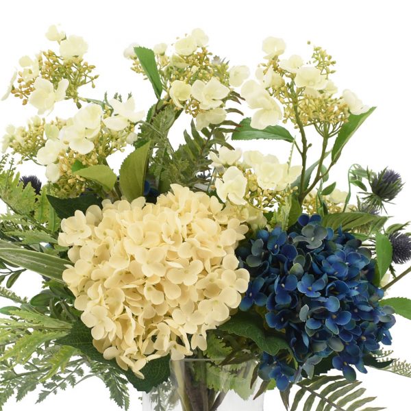 Hydrangeas, White Viburnum, Thistle & Fern