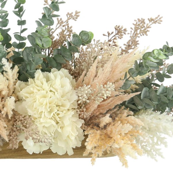 Hydrangeas, Pampas in a Wooden Bowl