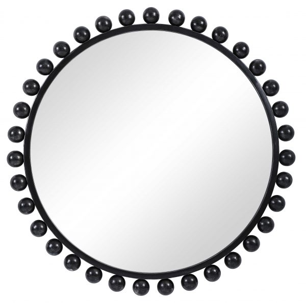 Cyra Round Mirror, Black