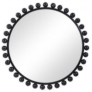 Cyra Round Mirror, Black
