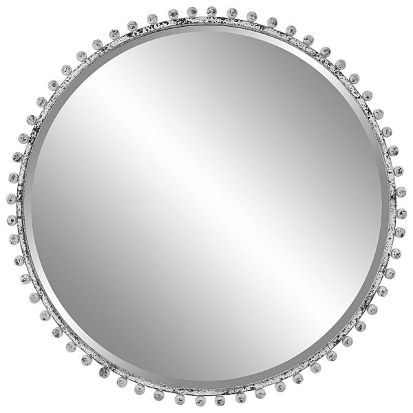 Taza Round Mirror, Antique White