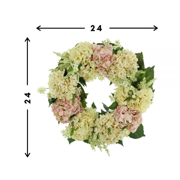 Grapevine Wreath with Assorted Hydrangeas and Heather - Image 3