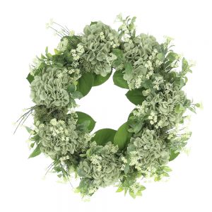 24'' Grapevine Wreath with Hydrangeas and Budding Flowers