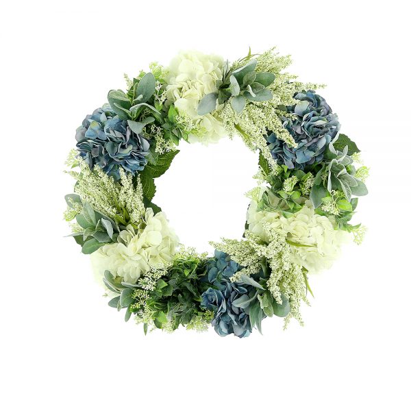 24'' Grapevine Wreath with Hydrangeas and Lamb's Ear