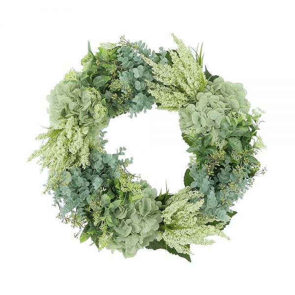 25" Hydrangea, Heather and Eucalyptus Wreath