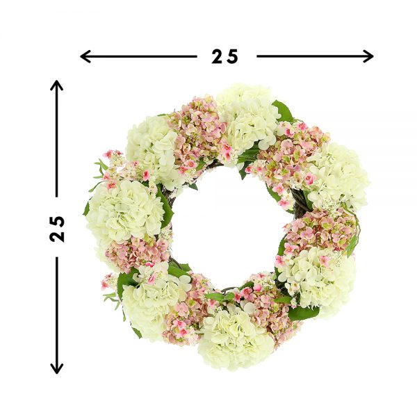 25" Assorted Hydrangea Wreath with Cherry Blossoms