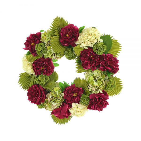 28" Peony, Hydrangea and Sedum Wreath