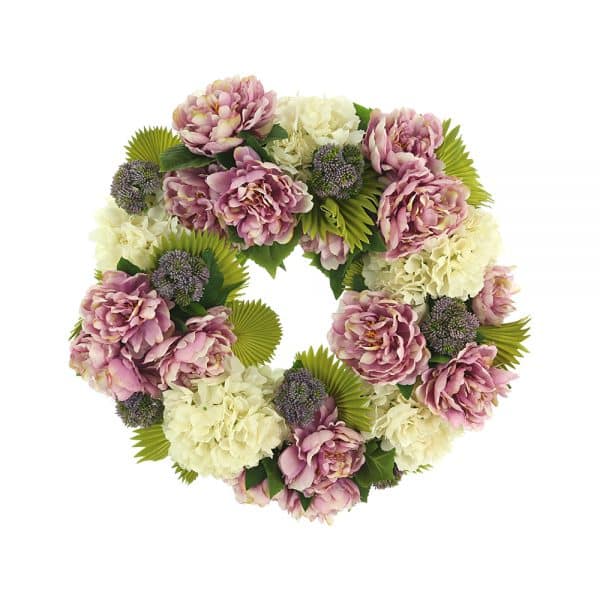 28" Peony, Hydrangea and Sedum Wreath