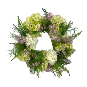 Assorted Hydrangea and Fern Spring Wreath