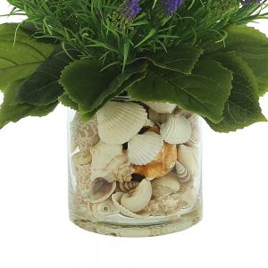 Lavender In Glass Vase with Seashells