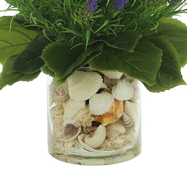 Lavender In Glass Vase with Seashells - Image 2
