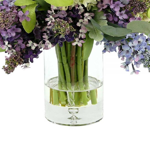 Lilac, Berries In Clear Glass Vase - Image 3