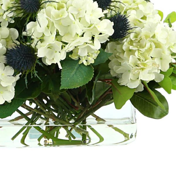 Hydrangea, Thistle In Glass Vase - Image 3
