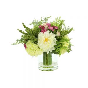 Peony, Ranunculus In Glass Vase