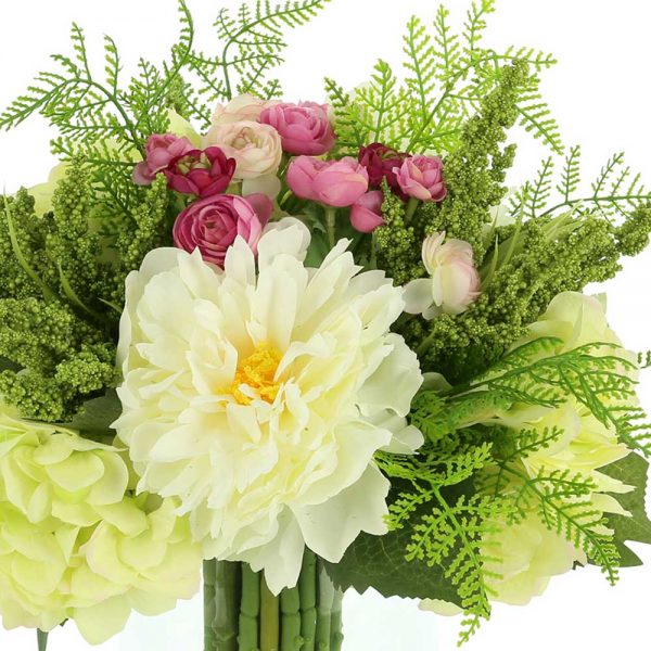 Peony, Ranunculus In Glass Vase