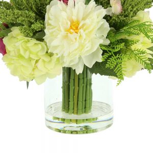 Peony, Ranunculus In Glass Vase