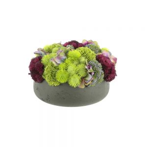 Assorted Sedum, Hydrangea In Fiberstone Pot