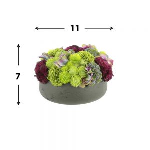 Assorted Sedum, Hydrangea In Fiberstone Pot