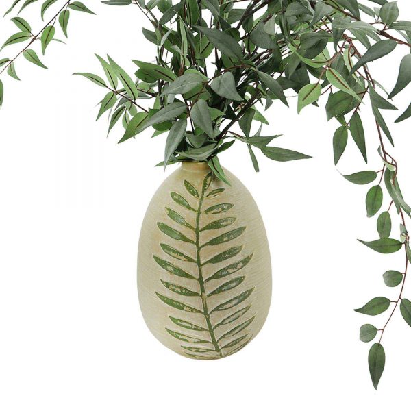 Italian Ruscus in Ceramic Vase