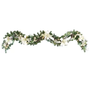 9' Holiday Garland with Pinecones, Ornaments and Bows