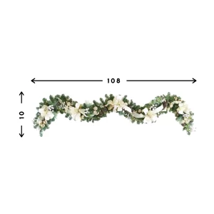 9' Holiday Garland with Pinecones, Ornaments and Bows