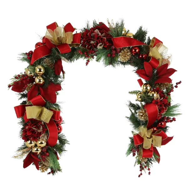 6' Holiday Garland with Hydrangeas, Ornaments and Bows