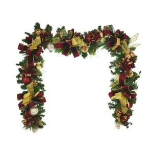 9' Holiday Garland with Hydrangeas, Ornaments, and Bows