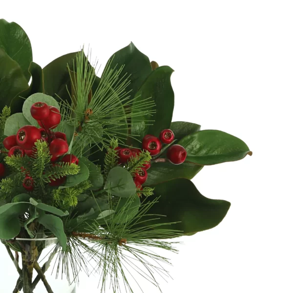 Berry and Magnolia Leaf Holiday Arrangement