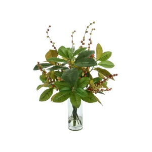 Magnolia Leaf and Berry Holiday Arrangement