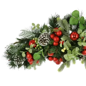 Evergreen Holiday Garland with Eucalyptus, Berries and Ornaments