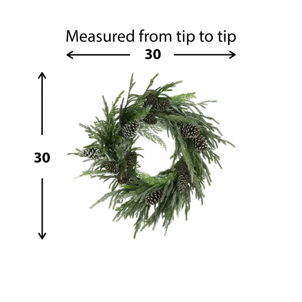 30" Evergreen Holiday Wreath with Pinecones