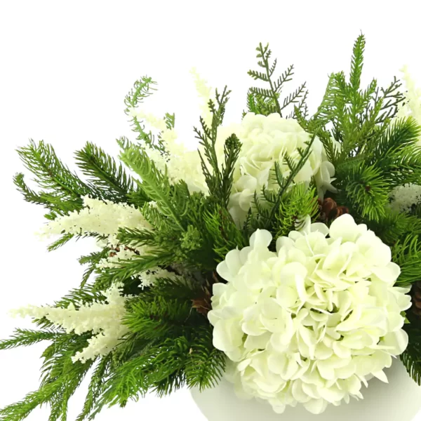 Hydrangea and Pine Holiday Arrangement