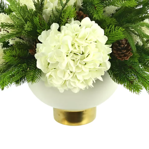 Hydrangea and Pine Holiday Arrangement