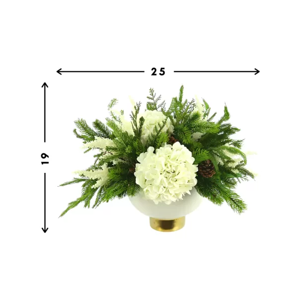 Hydrangea and Pine Holiday Arrangement