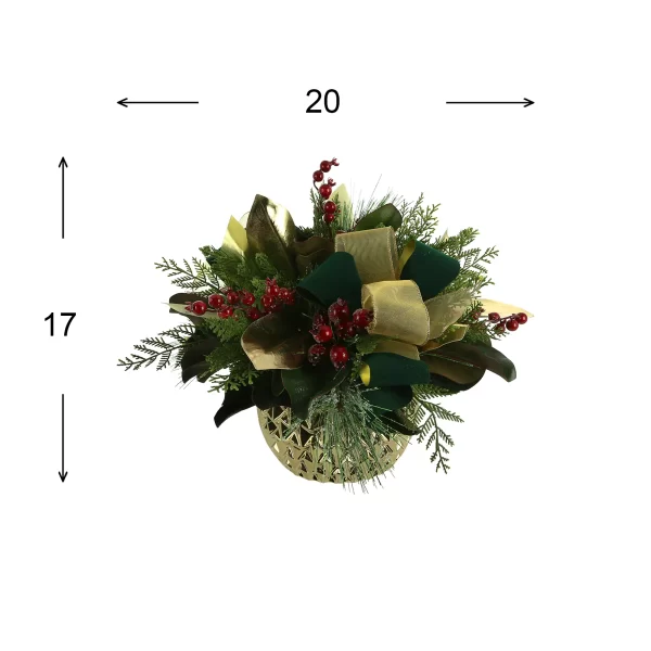 Cedar, Magnolia Leaf and Berry Holiday Arrangement in Ceramic Vase
