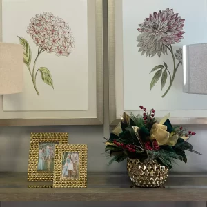 Cedar, Magnolia Leaf and Berry Holiday Arrangement in Ceramic Vase