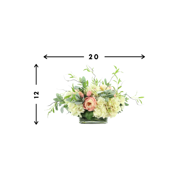 Hydrangeas, Roses and Lamb's Ear in Glass Vase - Image 5