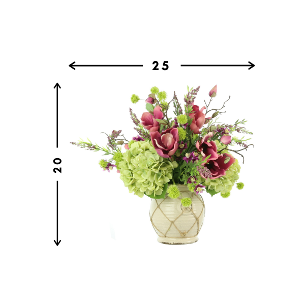 Hydrangeas, Magnolias and Heather in Ceramic Vase - Image 2