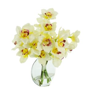 Orchids Arranged in Glass Vase
