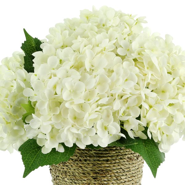 Hydrangeas Arranged in Straw Grass Pot - Image 4